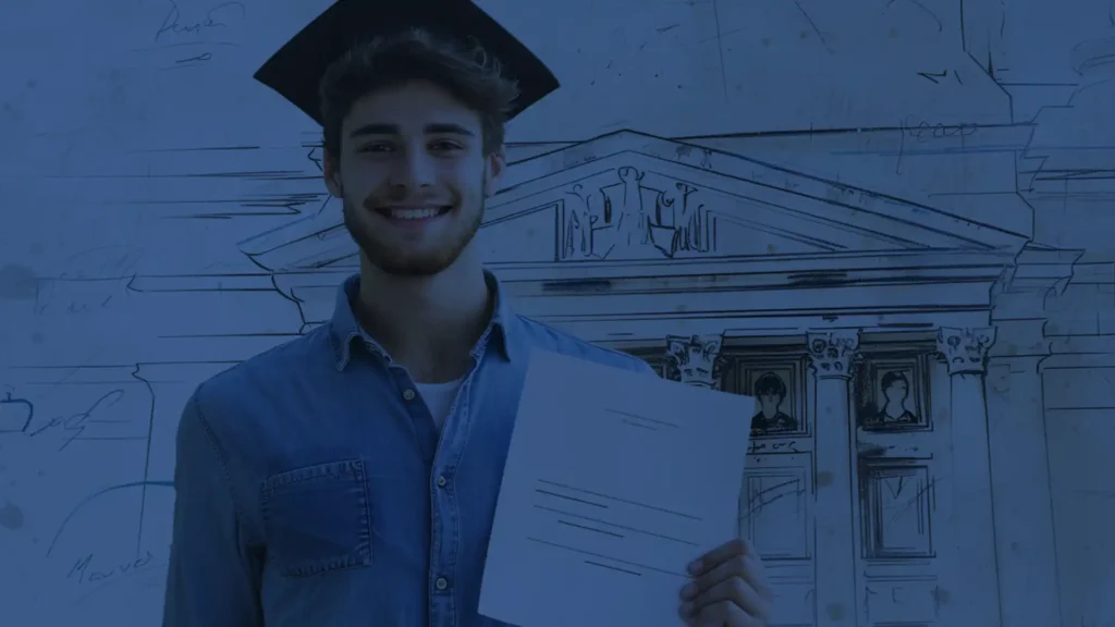 Sponsor lisanslı işverenden aldığı iş teklifi belgesini elinde tutan genç mezun.